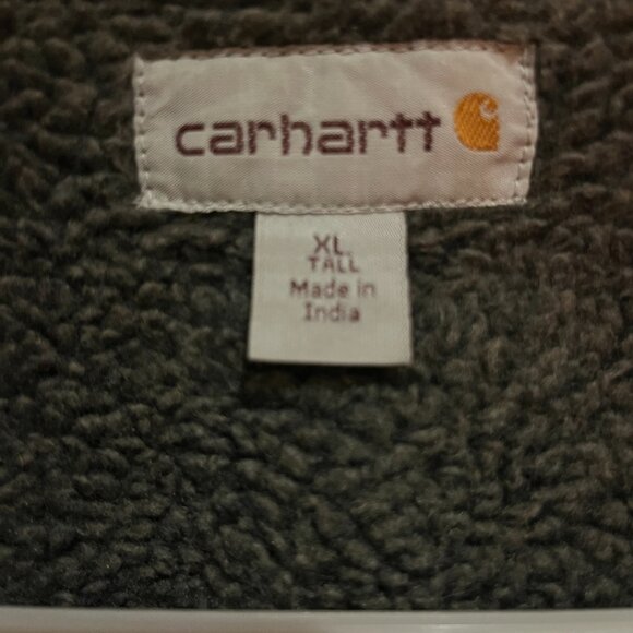 Carhartt Mens XLT Hubbard Sherpa Fleece Lined Red Plaid Flannel Shirt Jacket - Picture 3 of 3